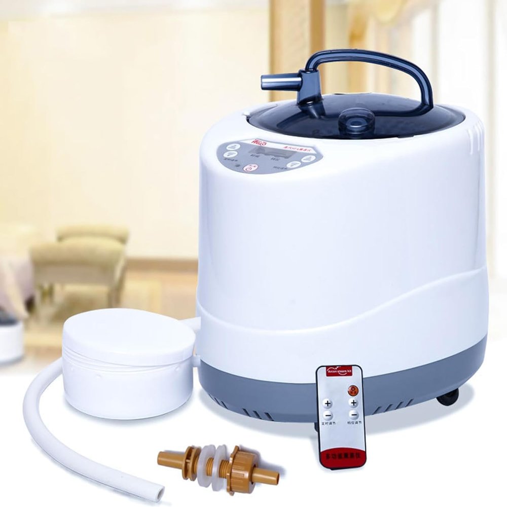Sauna Generator 2000W Portable Steamer Pot With Remote Control - Body Therapy Steamer for Large Wooden Barrel Steam Sauna Rooms - Timer Display