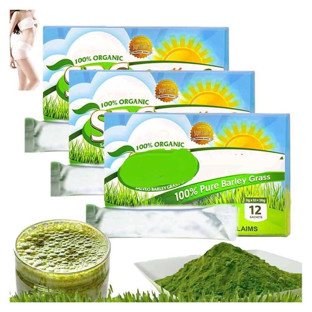 Salveo Barley Grass Powder, 100% Pure and Organic Salveo Well Organic Barley Grass Juice Powder, Boost Your Health Naturally, Excrete Body Waste in Just 2 Weeks (3)
