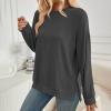 black shirt waterproof ponchos for women longline cardigan long sleeve top women cute hoodie fall fashion 2024 casual black vest tops for warm jackets ribbed hem lantern sleeve women's view 2