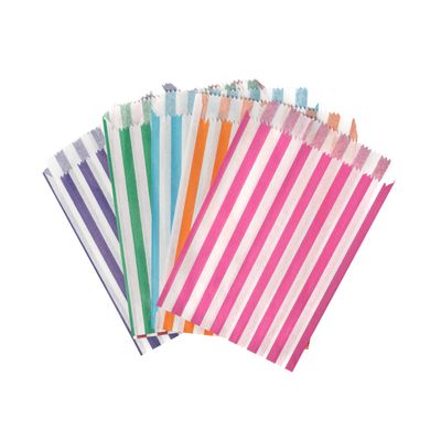 Canape King Candy Stripe Paper Bags | Assorted Striped Paper Sweet Bags 18 x 13 cm Party Bag | Perfect For Weddings, Themed Parties & Pick n Mix Cabdies - Pack of 1000 (Red)