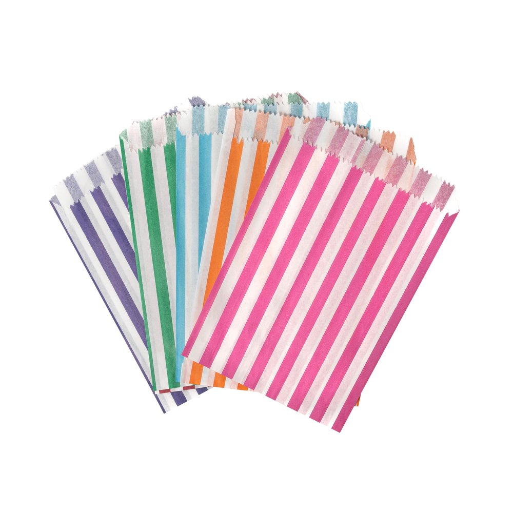 Canape King Candy Stripe Paper Bags | Assorted Striped Paper Sweet Bags 18 x 13 cm Party Bag | Perfect For Weddings, Themed Parties & Pick n Mix Cabdies - Pack of 1000 (Red)
