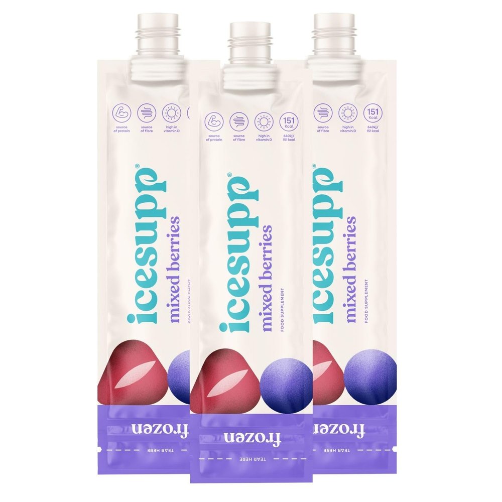 Icesupp Frozen Nutritional Supplement  Plant-Based Smoothie Pouches with Real Fruit, Protein, Fibre & Vitamins | Allergen-Free Recovery & Rehydration Drink | 12 Pack