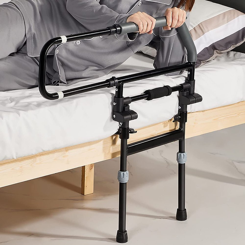 Bed Assist Railing Handle, Bedside Safety and Stability Grab Bar Adjustable Bedrail Cane fits Any Bed for Seniors, Handicap