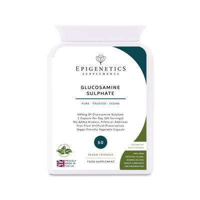 Glucosamine Sulphate 480mg | 60 Capsules, Vegan Friendly UK Made, 1 Capsule Daily, (2 Month Supply) | Natural, No Artificial Binders Or Fillers