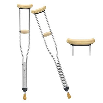 1 Pair Medical Aluminum Crutches Assistive Crutches 9 Levels Height Adjustable Adult Crutches Weight Capacity 200 Lbs