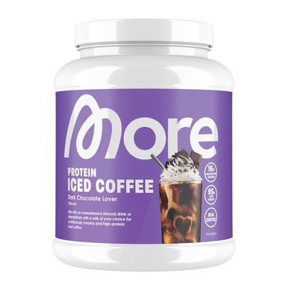 More Protein Iced Coffee, Dark Chocolate Lover, 500 g, 1.1 lbs, 20 Servings, Protein Powder with Instant Coffee, Low in Sugar and Fat  Made in Germany