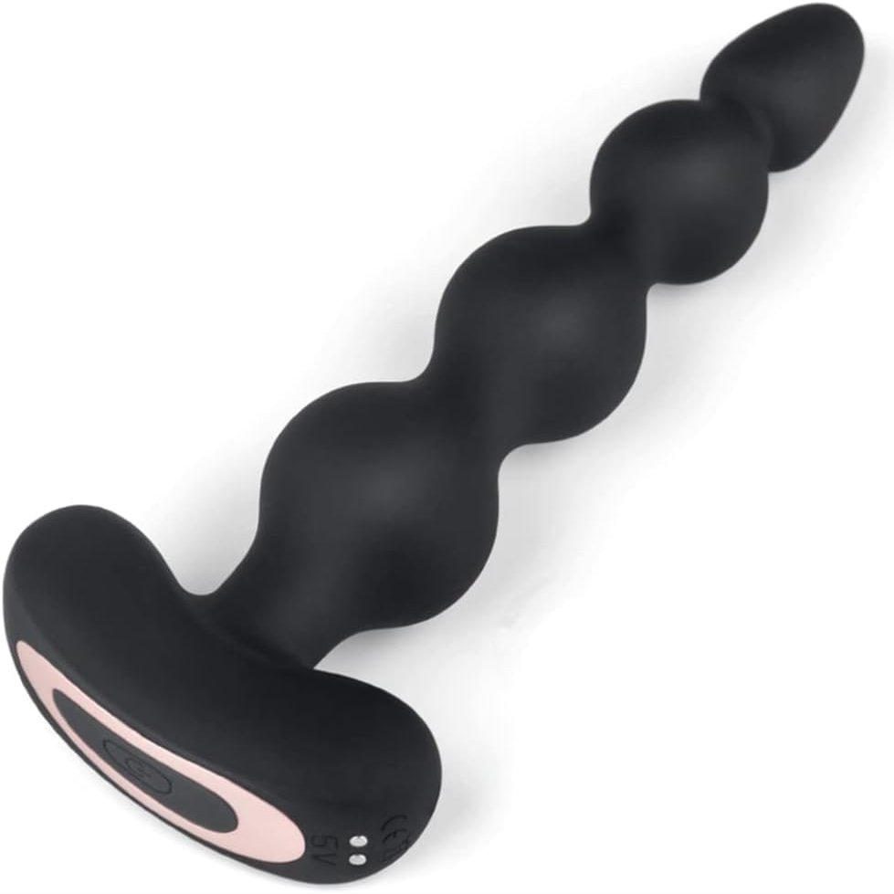 Premium Silicone Waterproof Vibrating Anal Beads 9 Frequency Modes, USB Rechargeable, Prostate Massager for Men and Women, G-Spot and Clitoris Stimulation