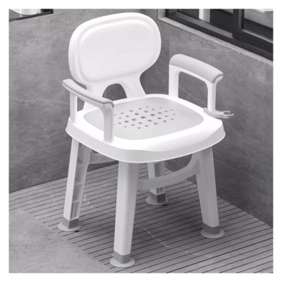 Cenz-888 Bathroom Seat Shower Chair for Inside Shower with Back and Arm, Waterproof Bathroom Shower Stool with Storage Shelf, Safe & Stable for Seniors Adults Disabled Men Women(Gris)