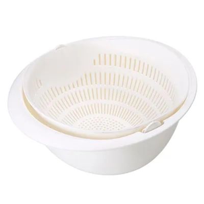 AD-BCrbgen Multifunctional drain basket Colander Fruit & Vegetable Wash Basin Large Capacity Wash Basin Fruit Wash Basin Food Filter Ideal for draining pasta vegetables and fruits(White)