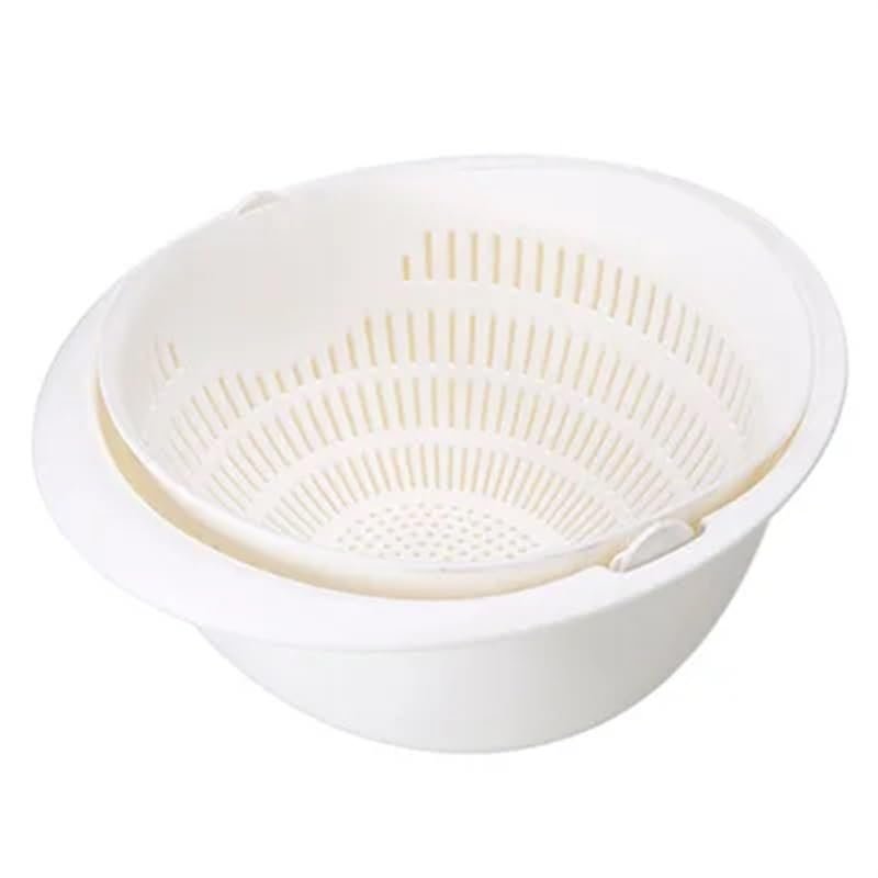 AD-BCrbgen Multifunctional drain basket Colander Fruit & Vegetable Wash Basin Large Capacity Wash Basin Fruit Wash Basin Food Filter Ideal for draining pasta vegetables and fruits(White)