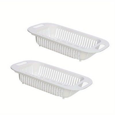 AD-BCrbgen Multifunctional drain basket Colander Fruit & Vegetable Wash Basin Large Capacity Wash Basin Fruit Wash Basin Food Filter Ideal for draining pasta vegetables and fruits(White-2pcs)