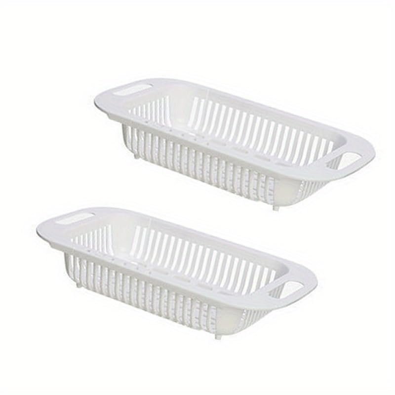 AD-BCrbgen Multifunctional drain basket Colander Fruit & Vegetable Wash Basin Large Capacity Wash Basin Fruit Wash Basin Food Filter Ideal for draining pasta vegetables and fruits(White-2pcs)
