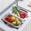 AD-BCrbgen Multifunctional drain basket Colander Fruit & Vegetable Wash Basin Large Capacity Wash Basin Fruit Wash Basin Food Filter Ideal for draining pasta vegetables and fruits(White-2pcs) view 2