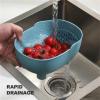 AD-BCrbgen Multifunctional drain basket Colander Fruit & Vegetable Wash Basin Large Capacity Wash Basin Fruit Wash Basin Food Filter Ideal for draining pasta vegetables and fruits(Pink) view 4