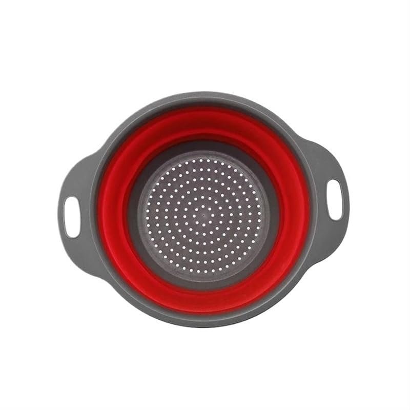 AD-BCrbgen Multifunctional drain basket Colander Fruit & Vegetable Wash Basin Large Capacity Wash Basin Fruit Wash Basin Food Filter Ideal for draining pasta vegetables and fruits(Red small)