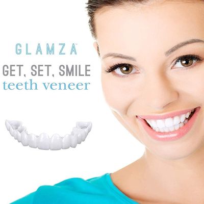 Giural False Teeth Veneers White Dentures for Upper and Lower Teeth, Temporary Fake Teeth Veneers, Instant Veneers Dentures Snap on Dentures Clip in Veneers Teeth for Men Women Confident Smile