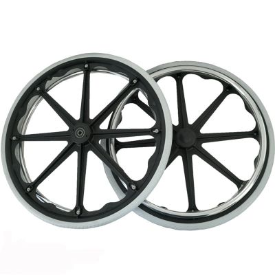 1 pair of 24 inch Wheelchair Wheels,24X1 3/8 Wheelchair Accessories,Flat Free Composite Wheelchair Wheels,grey PU Solid Tires,Walker Wheels,Directional Casters