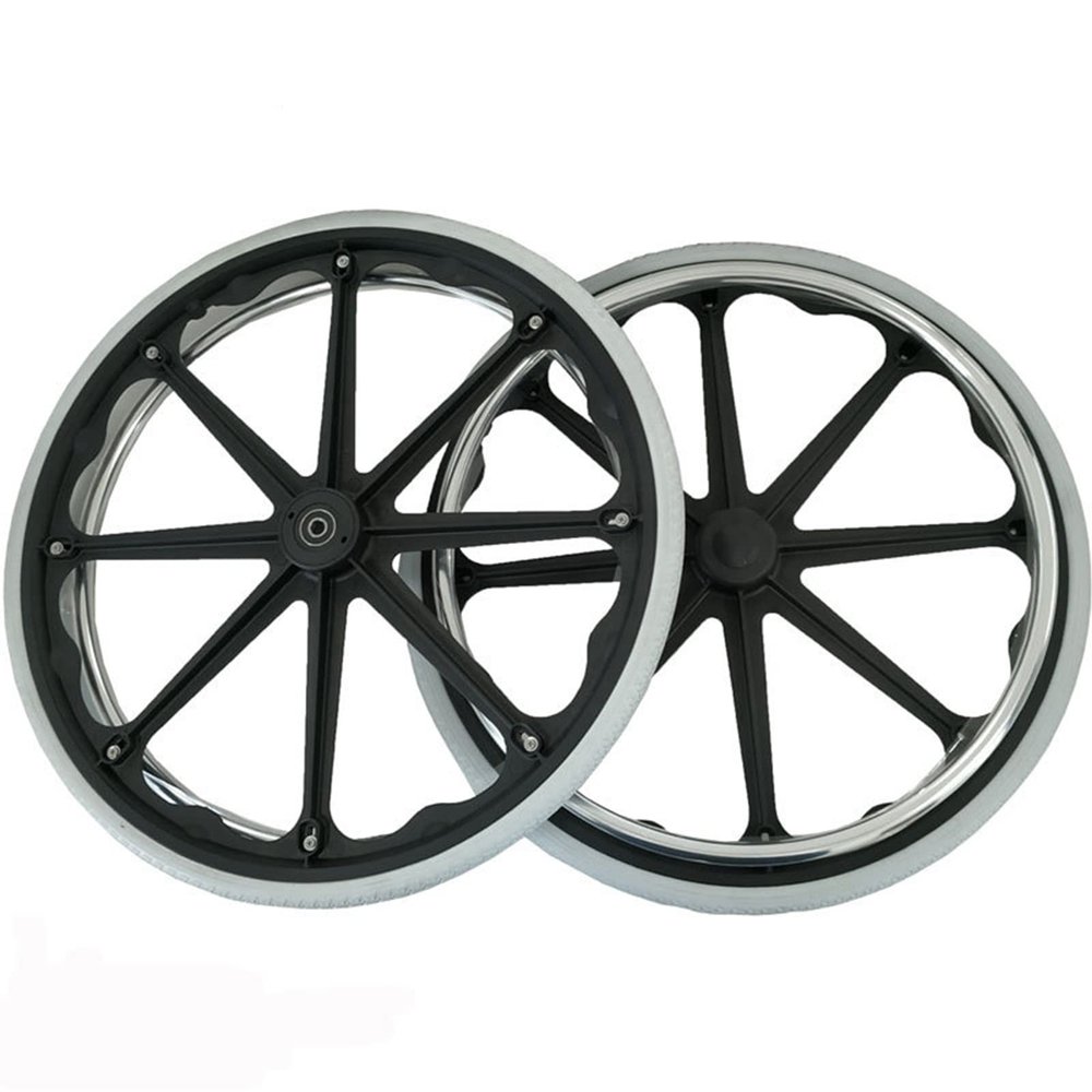 1 pair of 24 inch Wheelchair Wheels,24X1 3/8 Wheelchair Accessories,Flat Free Composite Wheelchair Wheels,grey PU Solid Tires,Walker Wheels,Directional Casters