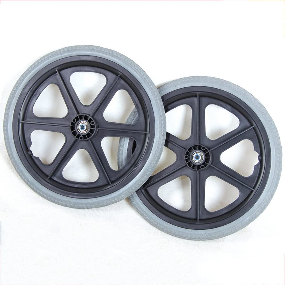 16 Inch Wheelchair Accessories - Rear Wheels Replacement - Solid Tires, Walker Wheels, With 14Mm Mounting Screw, Easy To Install