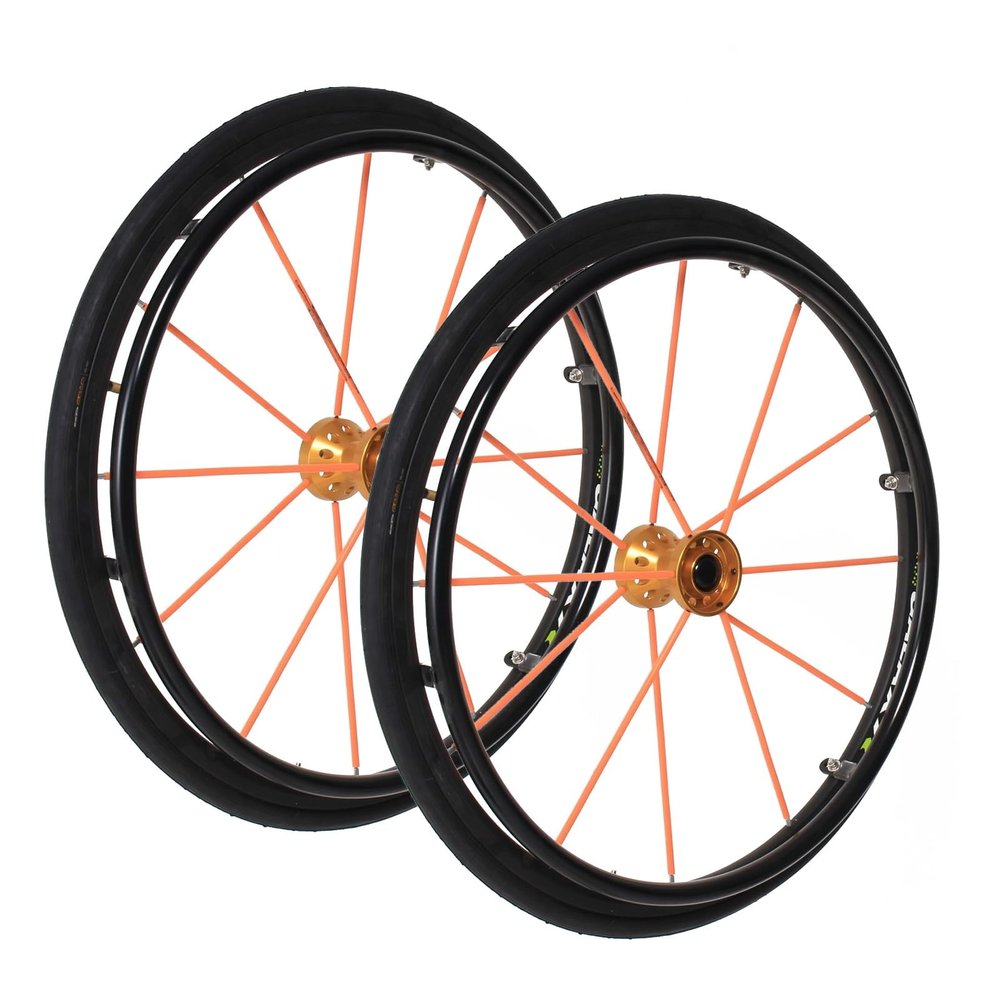 24inch Sports Wheelchair Rear Wheels, Wheelchair Wheel Replacement, Quick Release Rear Wheels, Inflatable Wheel Accessories, Aluminum Hub, 12.7mm Bearing, Set of 2 (Color : Orange)