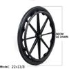 221 3/8" Wheelchair Wheel Replacement, Large Rear Wheels for Wheelchairs, Solid Polyurethane Tires Caster with Bearings and Handrim, Black, 2PCS view 3