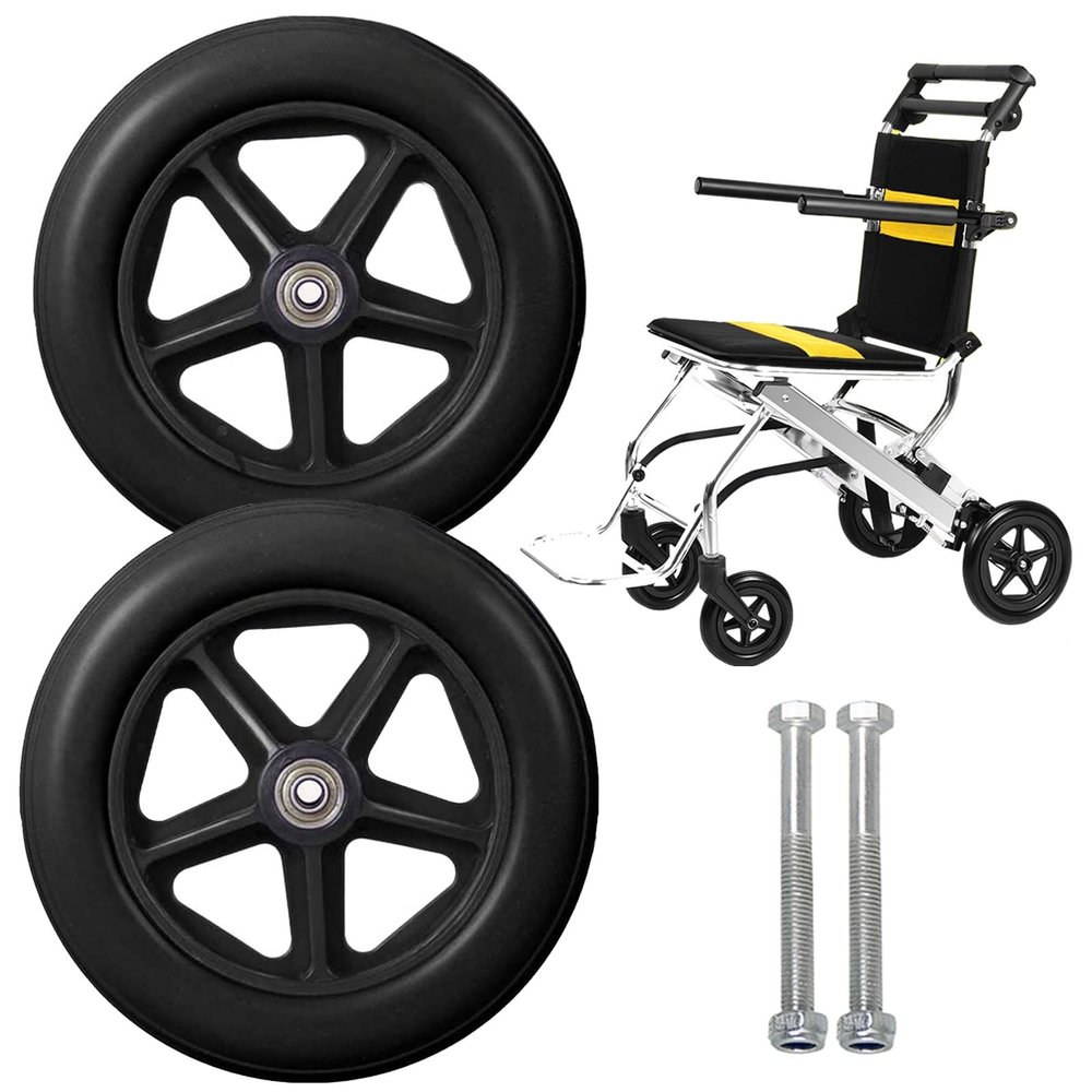 2 Pcs Wheelchair Front Caster, 6/7/8inch Wheelchair Wheels Accessories Solid Tyre, Rueda De Goma Antideslizante, 5/16-Inch Stem Diameter, 265-lb Load Capacity, Replacement Casters For Walker