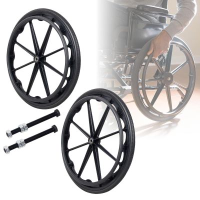 2pcs Solid Wheel Replacement For Wheelchairs Walker, Wheelchair Rear Wheel, WearResistant And Non-Slip, Solid PU Wheel With Bearing, For Handicapped Manual Wheelchairs