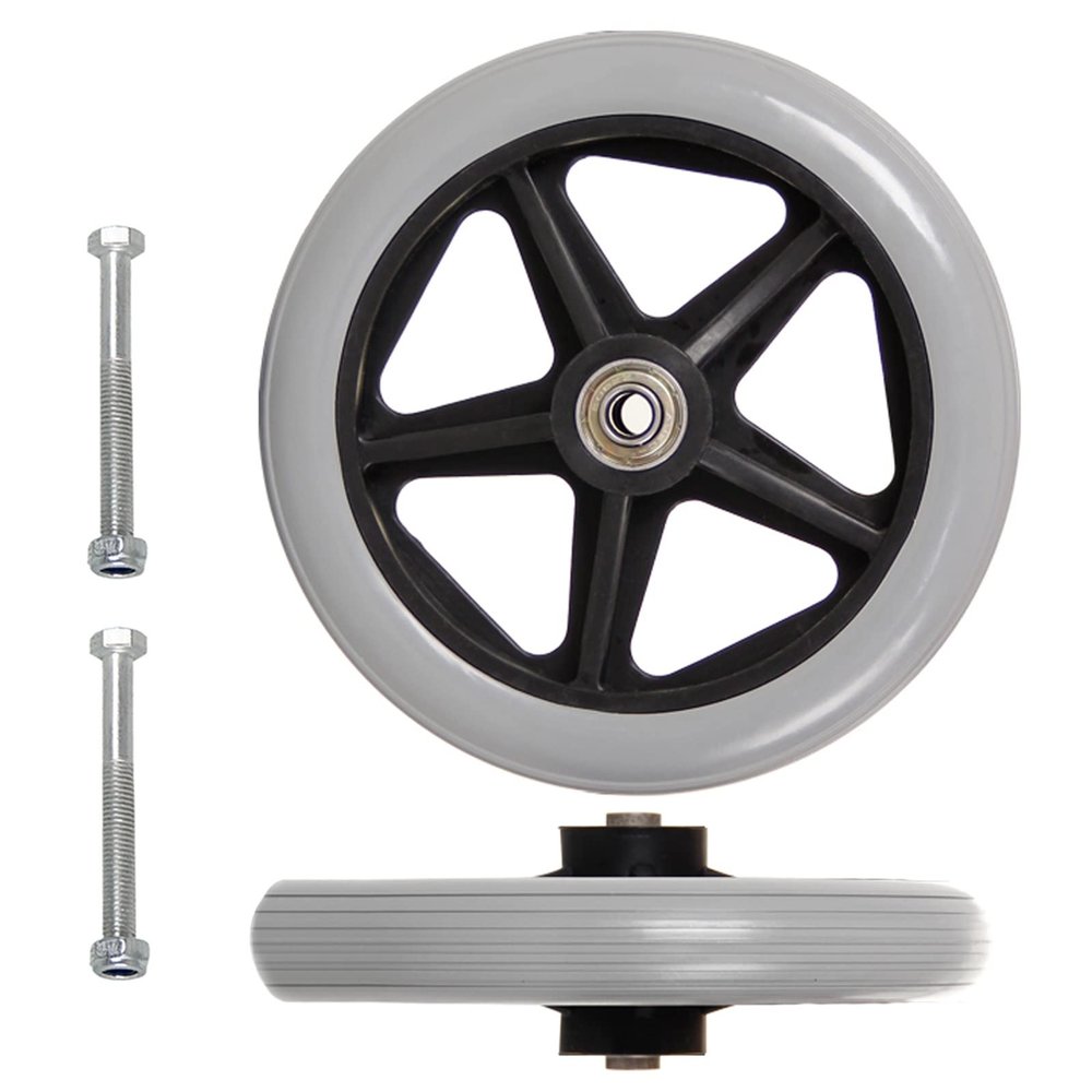 2 Pcs Front Wheelchair Wheel Solid Wheel Replacement, Anti-Slip Rubber Wheel 6 Inch 7 Inch 8 Inch, Wheelchair Caster Wheel, Anti-wear, Non-Slip, For Manual Wheelchairs Rollators Walkers