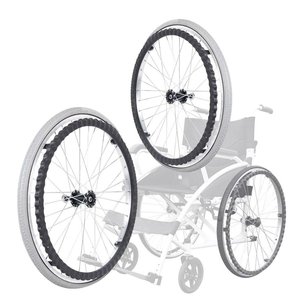 1 Pair Wheelchair Rear Wheel, Replacement Wheel For Rollators, Tires Wheels Assembly, Solid Wheel, Wear-resistant, Built-in Ball Bearings, UniversalFor Wheelchair Accessories Parts
