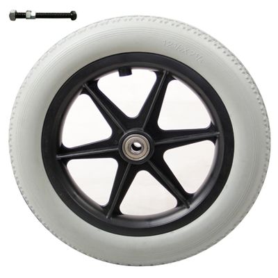 12-1/2 Inch By 2-1/4 Inch Wheelchair Rear Wheels Replacement, Rear Wheels for Wheelchair, PU Solid Tire Caster Assembly, Bearing 12mm (15/32"), 2 Pcs (Color : Grey)
