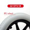 12-1/2 Inch By 2-1/4 Inch Wheelchair Rear Wheels Replacement, Rear Wheels for Wheelchair, PU Solid Tire Caster Assembly, Bearing 12mm (15/32"), 2 Pcs (Color : Grey) view 4