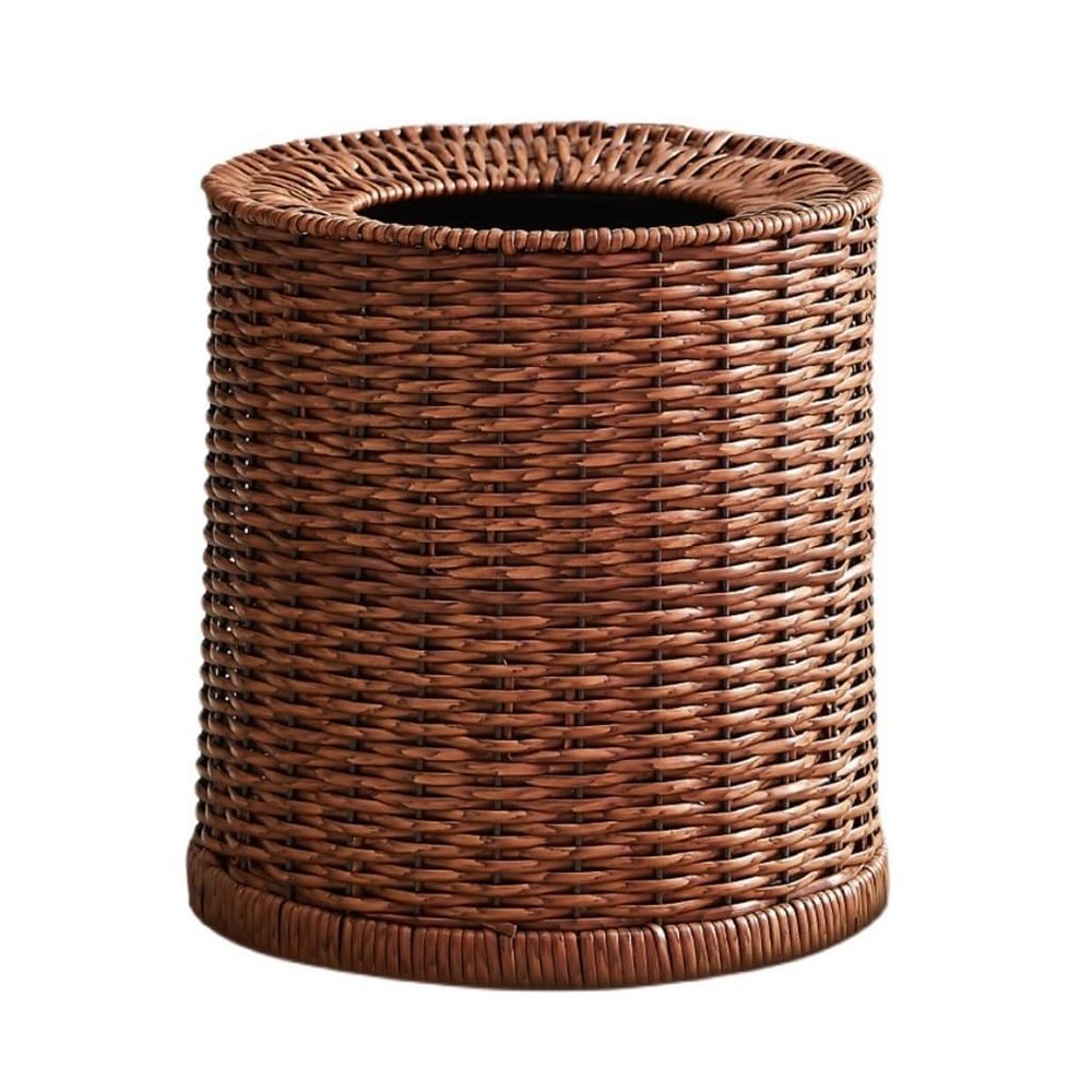 ZHXQRP Round and oval wicker waste bins with removable liner. Organizer for bathroom, kitchen, bedroom, home, and office.,23 * 26cm/9 * 10.2in