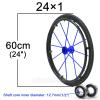 24in Wheelchair Replacement Rear Wheels 2 Pcs Quick-release Wheels For Wheelchairs, Aluminum Wheel 1/2" (12.7mm) Bearing, Pneumatic Tires, Wheelchair Wheel Replacement(Blue) view 3