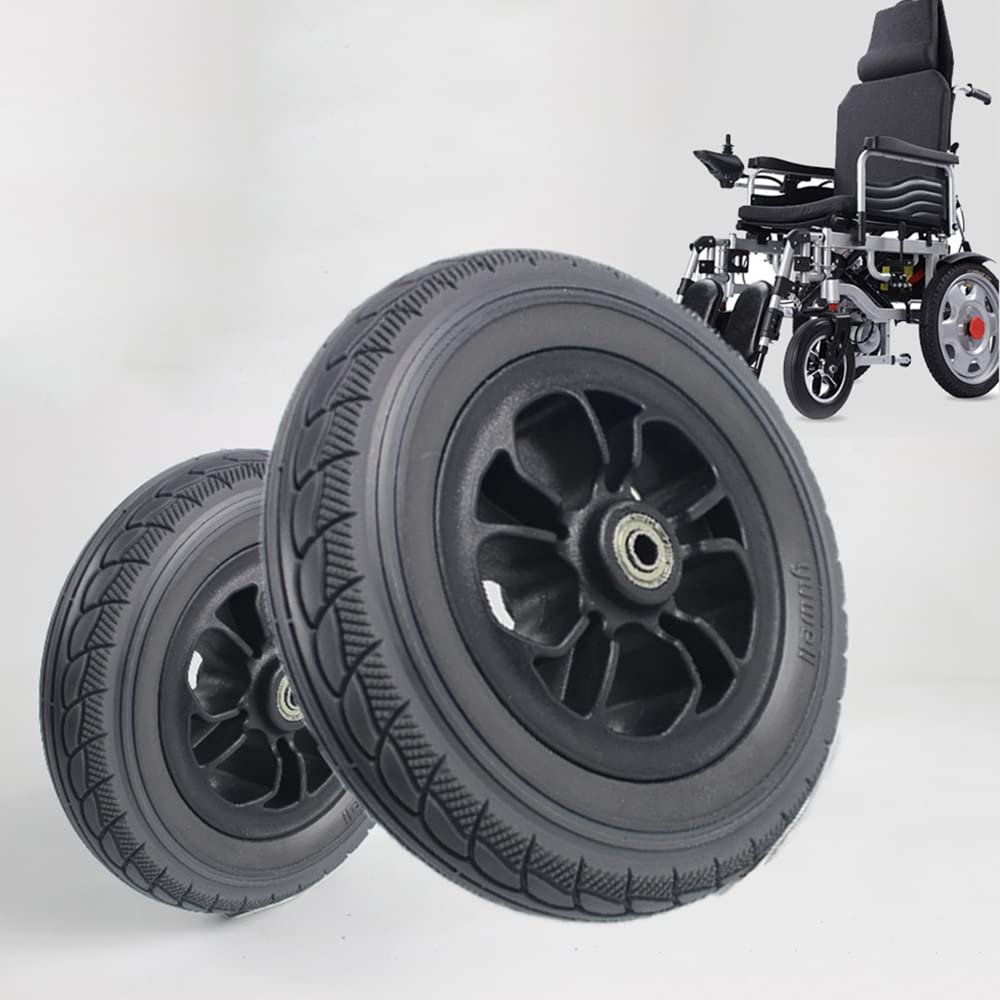 1 Pair Electric Wheelchair Frontor Wheels,Solid Tires Replacement Wheelchair Wheel 8 inch Walkers Anti-Slip Wheels