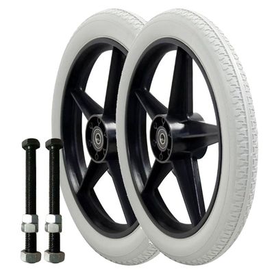 12 Inch Wheelchair Wheels Replacement Manual Wheelchair Wheels Rear Wheel Anti-Puncture Solid Wheel 2 Pieces Grey Rubber Wheel with Screws