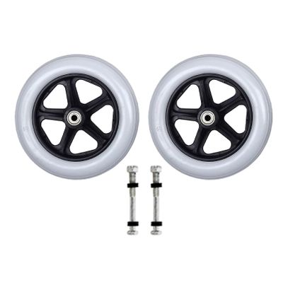 2pcs Front Wheel Replacement for Wheelchair Rubber Wheelchair Wheels Replacement Solid Front Wheel for Wheelchairs and Walkers,Grey,8Inch