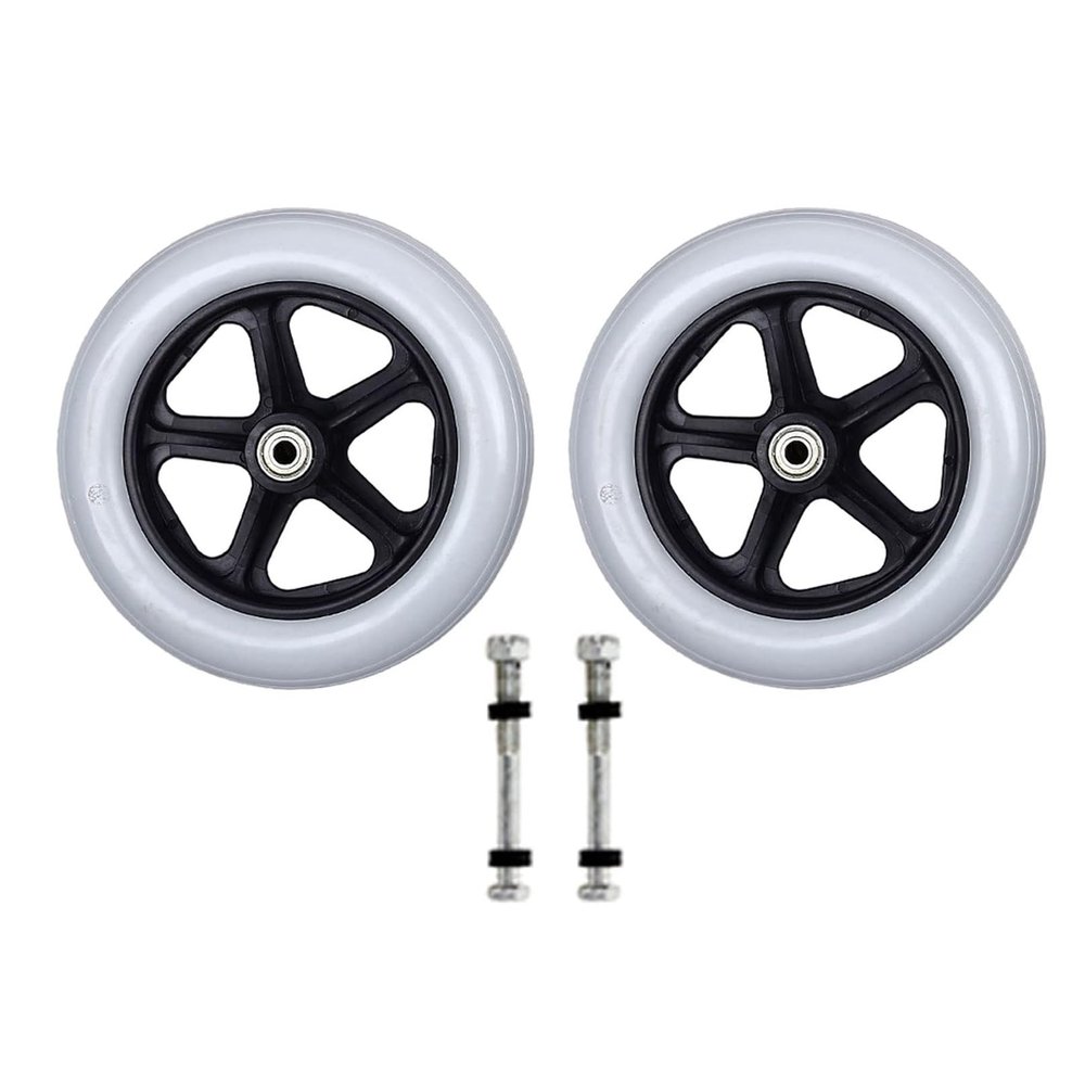 2pcs Front Wheel Replacement for Wheelchair Rubber Wheelchair Wheels Replacement Solid Front Wheel for Wheelchairs and Walkers,Grey,8Inch