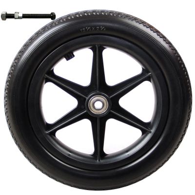 12-1/2 Inch By 2-1/4 Inch Wheelchair Rear Wheels Replacement, Rear Wheels for Wheelchair, PU Solid Tire Caster Assembly, Bearing 12mm (15/32"), 2 Pcs (Color : Black)