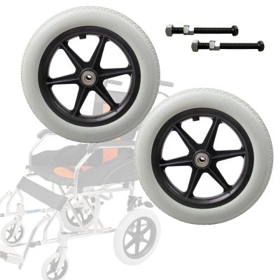 12in Wheelchair Caster Wheel, 2 Pcs Solid PU Rear Caster, Replacement For Manual Wheelchairs Rollators, With Bearing, Silence, Wear-Resistant Wheelchair Rear Caster