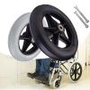 1 Pair Fronter, Front Wheel, Solid Tyre, 5/16-Inch Stem Diameter, Firm Tread for Easier Rolling, Wheelbarrow Wheel, for Powerchair Wheelchair Tire Replacement/Grey/7Inch/17Cm view 1