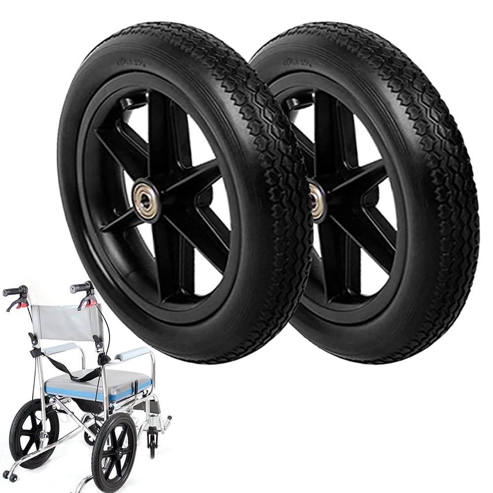 Wheelchair Caster Wheels 2pcs Wheelchair Rear Castor Wheels, Replacement Parts Universals Fit, Can't Inflatable Tire, Replacement Rollator Accessories, Wheelchair Caster Assembly