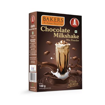 BAKERS Chocolate Flavour Powder Milk Shake Mix, Instant Preparation No Sugar Needed- 100g (Pack Of 1)
