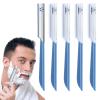 5Pcs Straight Edge Razor,Men's Beard Shaping Tool Beard Blade,Stainless Steel Eyebrow Razor Blade for Facial Hair Fuzz, Beard Razor Replacement for Travel Grooming Styling view 1