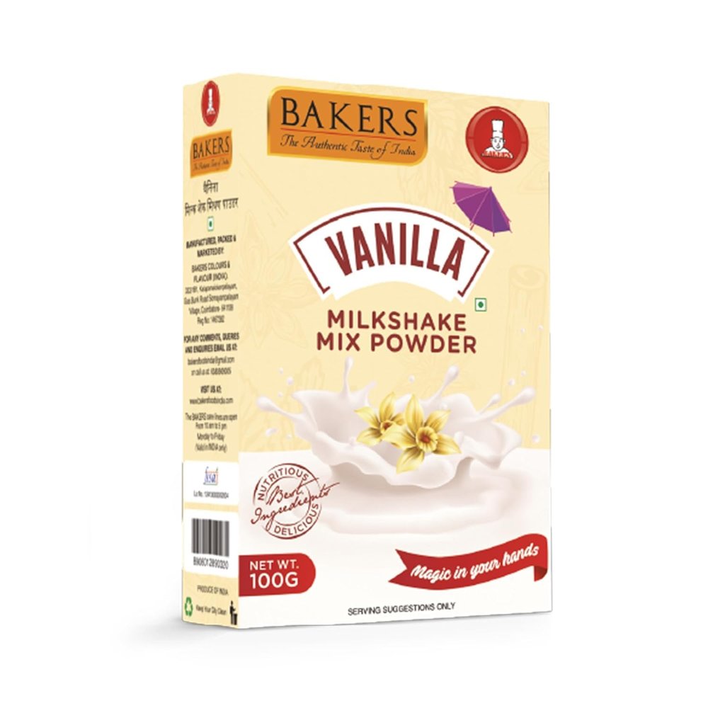 BAKERS Vanilla Flavour Powder Milk Shake Mix, Instant Preparation No Sugar Needed- 100g (Pack Of 3)