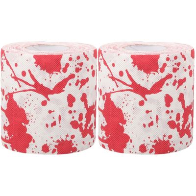 2Pairs Halloween Toilet Paper Roll Spooky Colored Bathroom Decor for Halloween with Bloody Pattern Toilet Rolls Haunted Houses Decorations