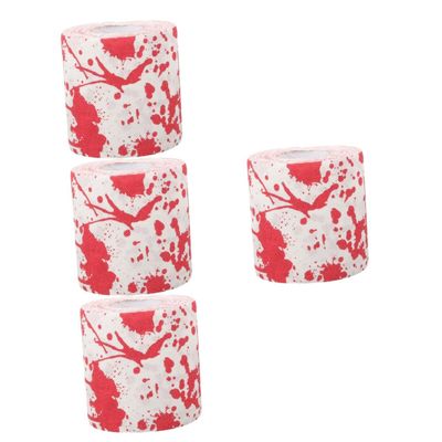 Healvian 4 Rolls Bloody Bloodstain Toilet Paper Scary Halloween Decorative Bathroom Toilet Paper Unique