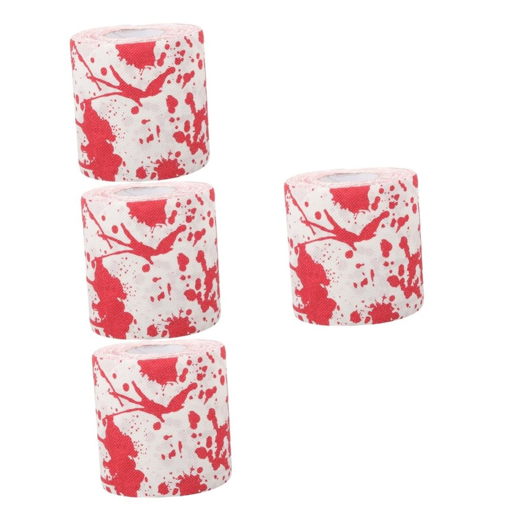Healvian 4 Rolls Bloody Bloodstain Toilet Paper Scary Halloween Decorative Bathroom Toilet Paper Unique