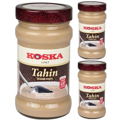 By Pufai Grocery, Koska Tahini Sesame Paste Traditional Turkish Dessert Kadayif Pastry Threads dubai Chocolate Paste Tahin Aromatic, typical Arabic oriental speciality 300 Gram X 3 Pieces