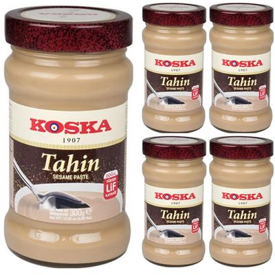 By Pufai Grocery, Koska Tahini Sesame Paste Traditional Turkish Dessert Kadayif Pastry Threads kadaifi dubai Chocolate Paste Tahin Aromatic, typical Arabic oriental speciality 300 Gram x 5 Pieces