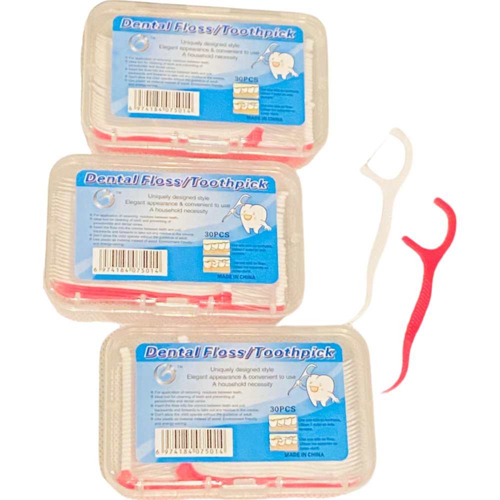 90 Pcs Dental Floss, Twin-Line Floss Picks Dental Floss Sticks Disposable Dental Floss Toothpick, 2 in 1 Interdental Floss Sticks with Portable Cases Toothpicks Sticks for Teeth Cleaning